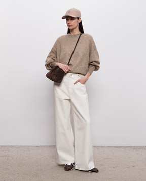 Brunello Cucinelli Бежевый джемпер с шерстью с люрексом MBG775520P