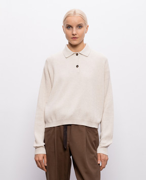 Brunello Cucinelli Бежевий светр з бавовни з ланцюжком моніль M19194705