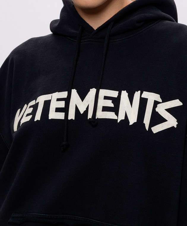 Vetements Черные худи с принтом логотипа MH27HD149Bw изображение 5