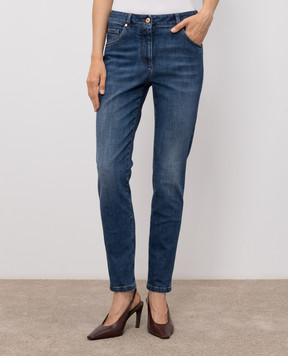 Brunello Cucinelli Синие джинсы скини с эффектом потертости MP065P5679