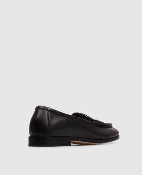 Bottega Veneta Черные кожаные лоферы Intrecciato 876126VBSDO