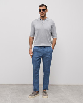 ISAIA Голубые брюки из льна PNC016P9120