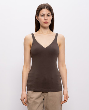 Brunello Cucinelli Коричневый топ с цепочкой мониль M0T18BA702