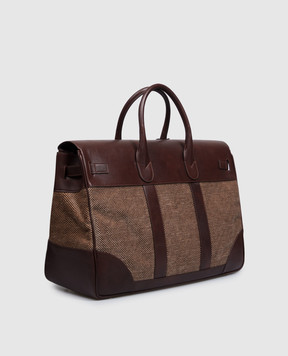 Brunello Cucinelli Коричневая комбинированная дорожная сумка MBROBU071