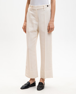 Brunello Cucinelli Бежеві штани з льоном MH126P9184