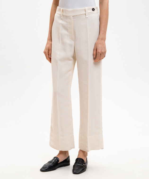 Brunello Cucinelli Бежеві штани з льоном MH126P9184 зображення 3