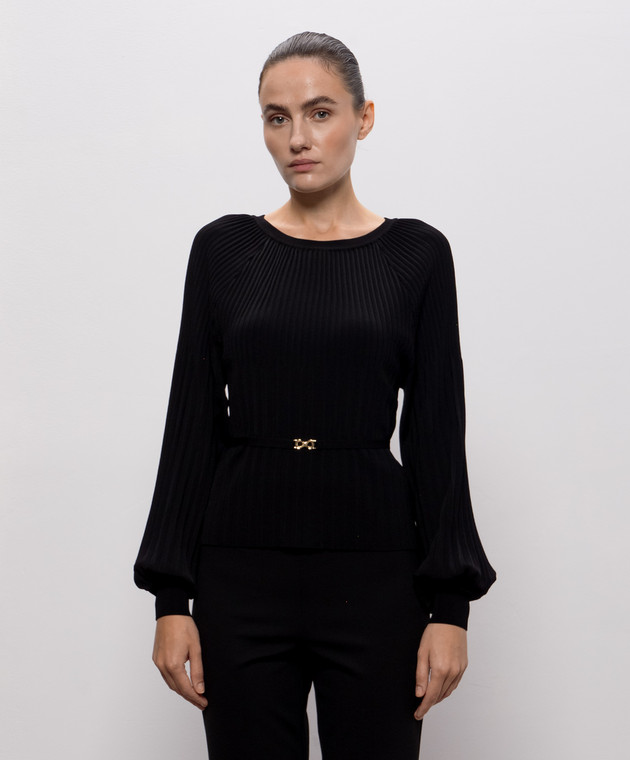 Twinset Черный джемпер с поясом 262TT3451 изображение 2