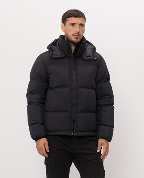 Stone Island Чорний пуховик з патчем логотипа L2S154100013S0483