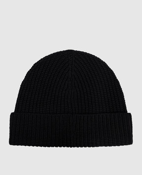 Off-White Чорна шапка з вовни з вишивкою логотипа OMLC041F25KNI001