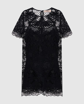 Twinset Чорна сукня міні з вишивкою 261TP2582