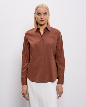Brunello Cucinelli Коричнева сорочка з ланцюжком моніль M0091MA606