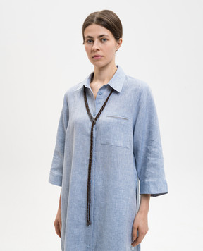 Peserico Коричневий плетений пояс з ланцюжком моніль S32604C0CC811