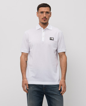 Dolce&Gabbana Біле поло з патчем логотипа G8PL4TG7P1D