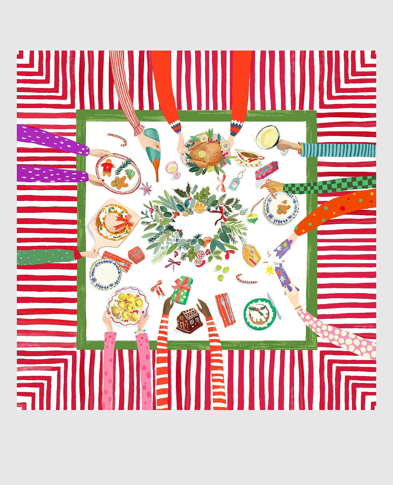 

Белая скатерть HAND ON XMAS с льном, Белый, Скатерти