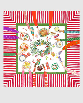 TESSITURA TOSCANA TELERIE Біла скатертина HAND ON XMAS з льоном NT250113020067