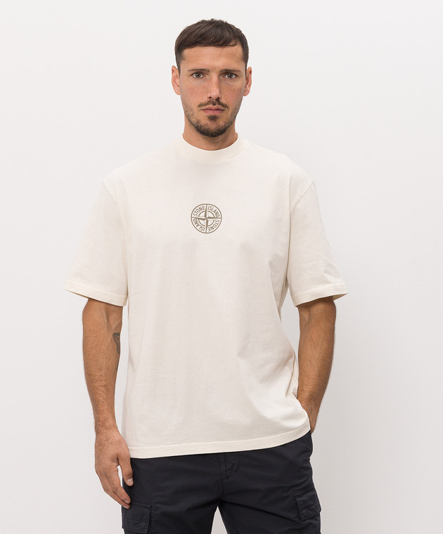 Stone Island Футболка цвета айвори с принтом Low Infos L2S152100001S0480 изображение 3