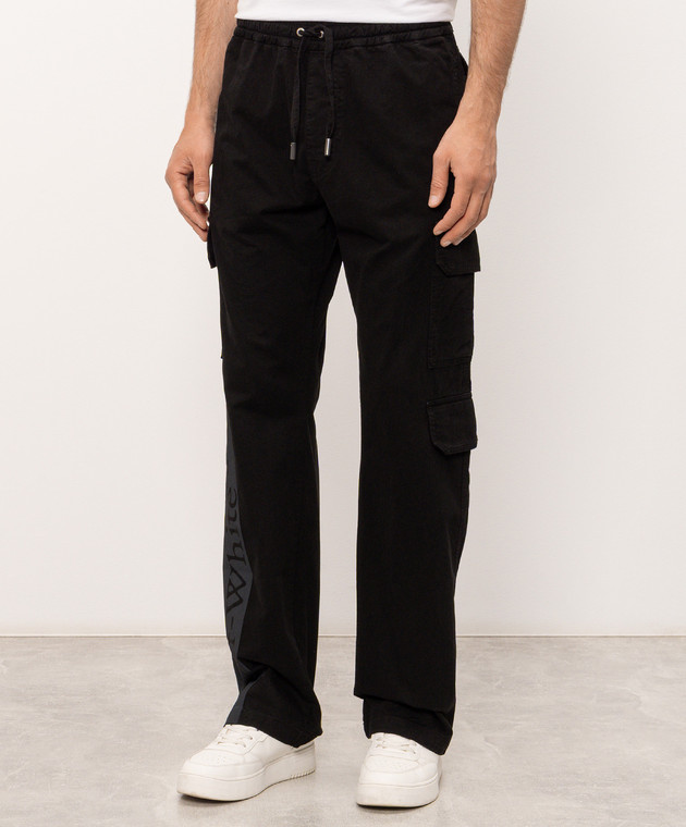 Off-White Бежевые брюки карго с принтом логотипа 44MCF04PF26F001 изображение 3