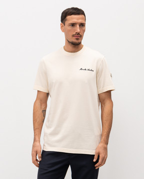 Moncler Бежева футболка з вишивкою логотипа L10918C0001589AYY