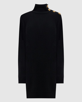 Balmain Чорна сукня з кашеміру та вовни FF0R9382KI87
