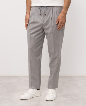 Brunello Cucinelli Штани сірого кольору з вовни ME226E1710