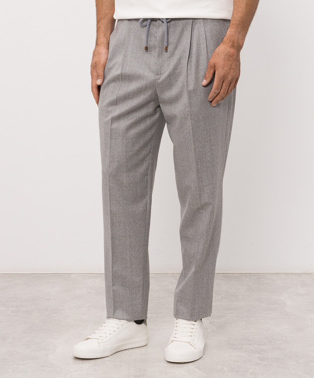 Brunello Cucinelli Брюки серого цвета из шерсти ME226E1710 изображение 3
