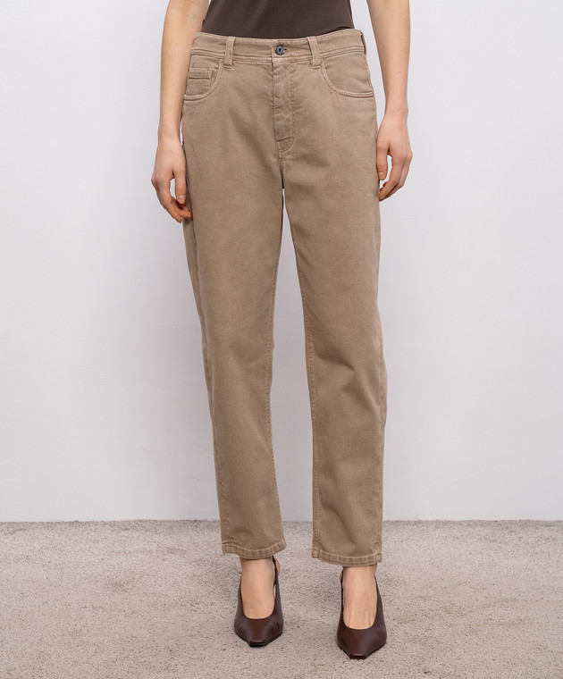 Brunello Cucinelli Бежеві джинси з патчем логотипа MB057P5319 зображення 3