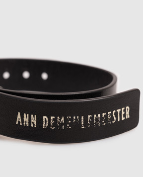 Ann Demeulemeester Чорний шкіряний браслет Vanir з принтом логотипа B0014189LT121