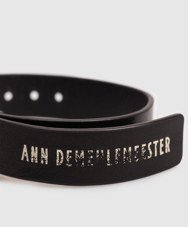 Ann Demeulemeester Черный кожаный браслет Vanir с принтом логотипа B0014189LT121 изображение 3