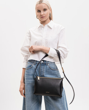 Off-White Чорна шкіряна сумка з принтом логотипа OWNN18MS26LEA001