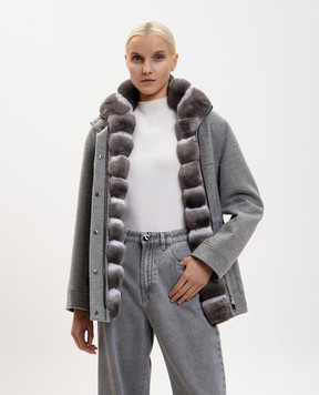 Fabio Gavazzi Сіра парка з кашеміру з хутром шиншили та норки FG2001PIVR