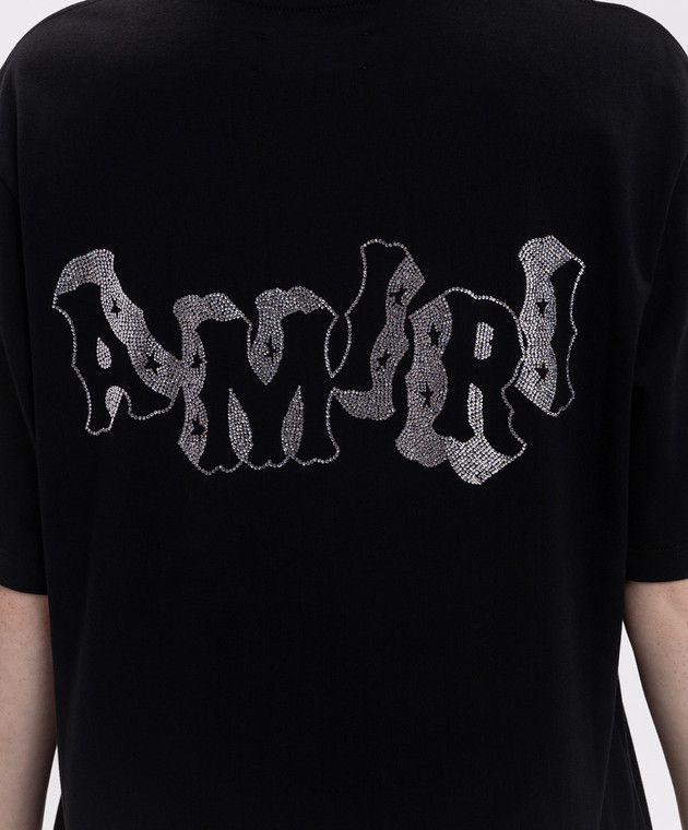 AMIRI Чорна футболка з кристалами AM426JR030 зображення 5
