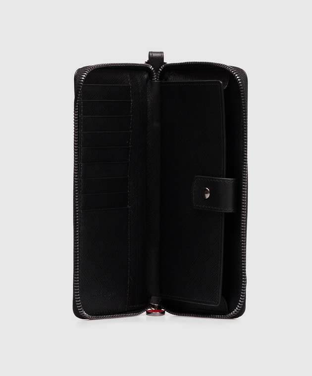 Kiton Черный кожаный кошелек с фактурным логотипом UPEA018N01269 изображение 2