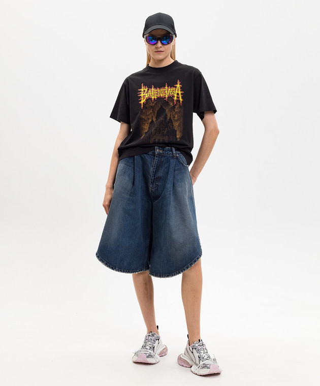 Balenciaga Чорна футболка Sacré Cœur прямого крою 850990TUVE4 зображення 2