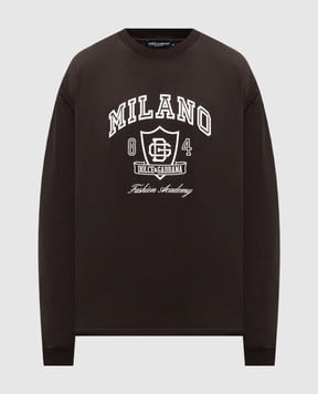 Dolce&Gabbana Коричневый лонгслив с принтом логотипа G8SY0TG7PLR