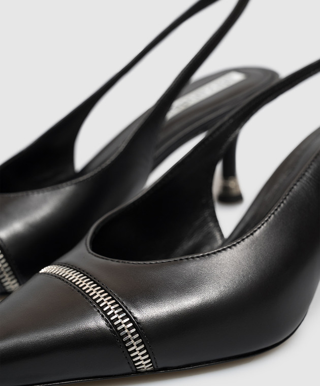 Alexander Wang Черные кожаные слингбеки SLASHER с молниями 30426P007 изображение 5