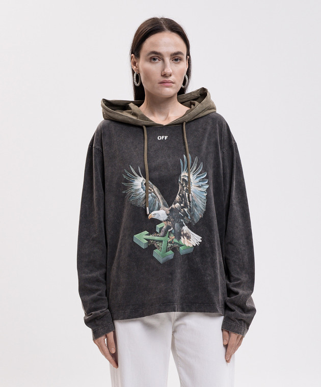 Off-White Серые худи с принтом Eagle Arrow OWAB039F25JER001 изображение 3
