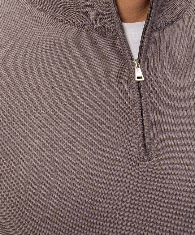 Cashmere&Whiskey Коричневий джемпер з вовни, шовку та кашеміру 477 зображення 5