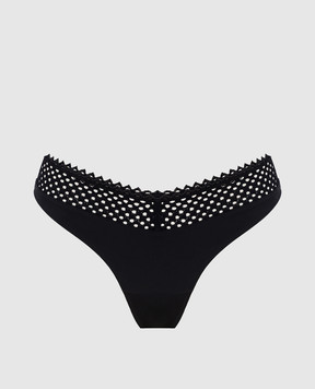 Wolford Чорні трусики-тонг з мереживом 4W2310