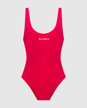 Balmain Розовый купальник с принтом логотипа BKBG72490