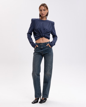 Magda Butrym Синій топ з брендовим вузлом BLOUSE14317726