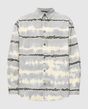 Off-White Сіра джинсова сорочка з принтом Tie Dye 44MES01FZ26F001