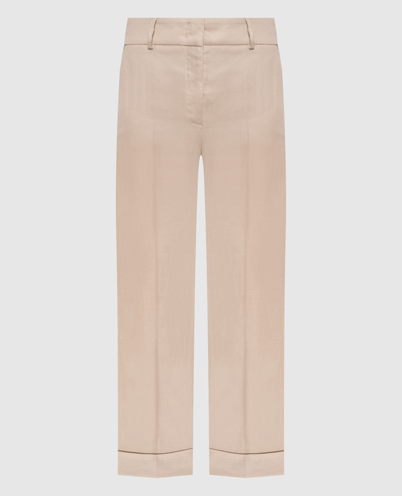 Бежевые брюки из льна