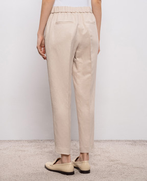 Peserico Бежеві штани з льоном з ланцюжком моніль A0407206668