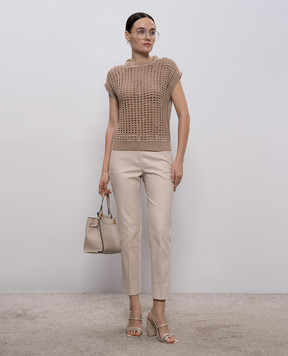 Peserico Коричневий ажурний топ з паєтками A99046F0709110