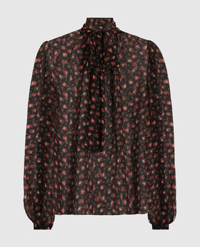 Dolce&Gabbana Черная блуза из шелка в принт F7BJ2TIS10I
