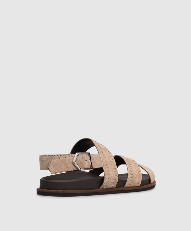 Canali Бежевые замшевые сандалии RB01274481203 изображение 3