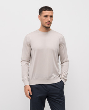 Stefano Ricci Серый лонгслив из шерсти, кашемира и шелка W505506G01W26150