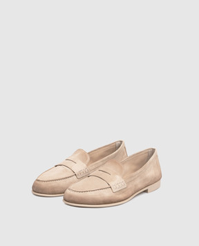 Santoni Бежеві замшеві лофери з монограмою логотипа WUVD72025GOMSAEA