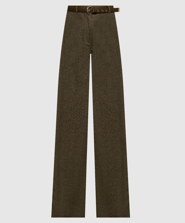 Max Mara Брюки GIOIA хаки с шерстью и шелком MSTGIOIA