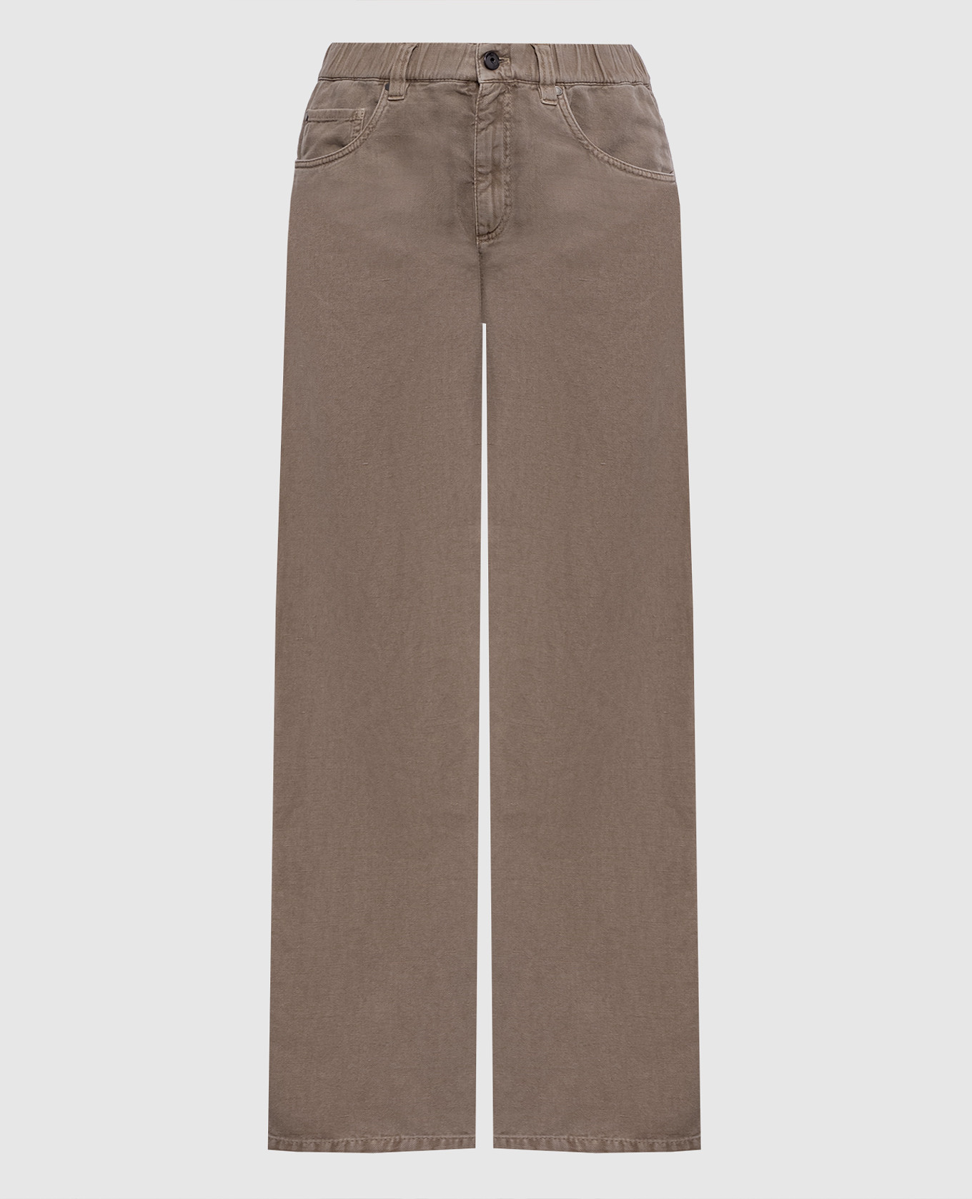 Коричневые джинсы с льном